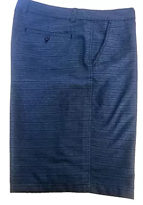 O'NEILL Men's 38 Long Length Navy Blue Striped Walking Skate Chino Shorts • $13.99