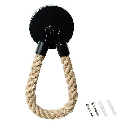 Nautical Rope Towel Kitchen Wall Mounted Rustic Roll Rack Toilet Paper Holder • £13.31