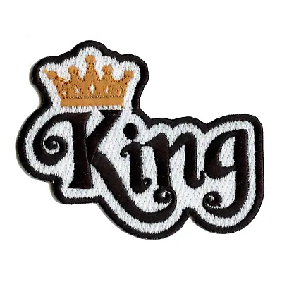 $10.99 • Buy King Script With Gold Imperial Crown Embroidered Iron On Patch
