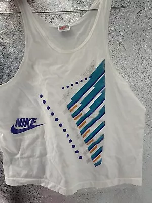 Vintage Nike Air Graphic Tank Top Mens Medium Muscle Shirt Made USA Gray Tag VTG • $28.90