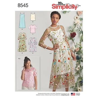 SIMPLICITY 8545 MISSES PETITE DRESS & CAMISOLE Sewing Pattern Sizes 4-12 & 12-20 • £8.34