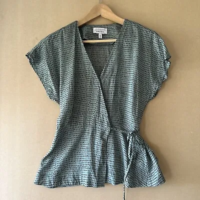 & Other Stories Wrap Short Sleeve Green Blouse Size UK 10 Runs Small LA Atelier • $37