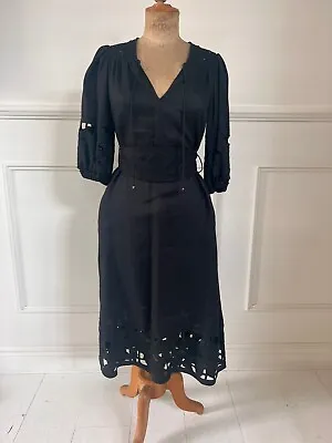 Zimmermann Black Linen Midi Dress Size 0 - Aus 8 • $150
