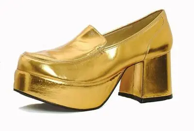 Gold Platform Loafers Disco Gogo Dancer 70s Pimp Daddy Mens Costume Shoes • $66.95