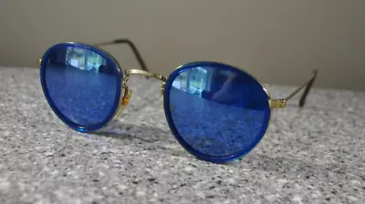 Gold Metal Round Sunglasses Vintage Hippie Retro Glasses • $19.99