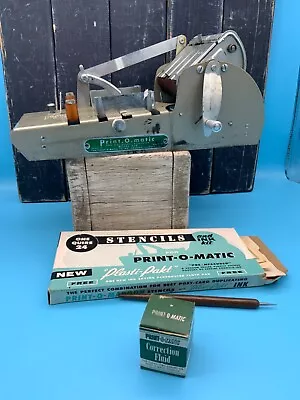Vintage Print O Matic Machine & Used Stencil Kit • $15