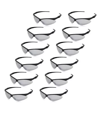£15.99 • Buy 12 X Anti-Scratch Safety Glasses Eye Protection UV-Resistant Smoke Mirror Lens
