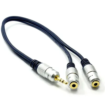 30cm Pure HQ OFC 3.5mm Headphone Jack To 2 X Sockets Splitter Cable GOLD • £3.48