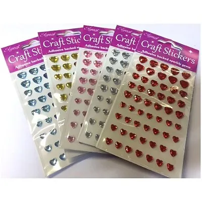 £2.21 • Buy  Heart Gems Craft Stickers Diamante Rhinestone 3 Sizes Per Pkt Adhesive Backing 