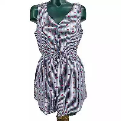 Mimi Chica Blue Striped Ladybug Mini Spring Dress Sleeveless Women's Size M 2711 • $18.99