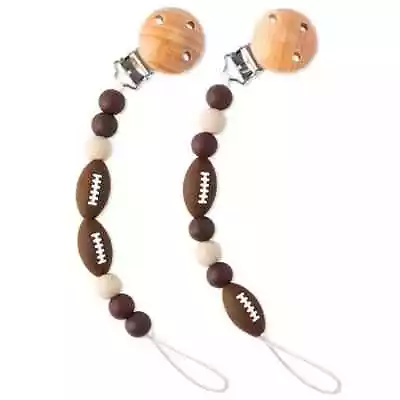 2 Pcs Pacifier Clips Silicone Rugby Pacifier Clip Soothie Pacifier Holder • $8.79