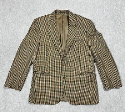 Magee Blazer Mens 42 Reg Tan Plaid Pure Wool Houndstooth Geneva Sport Coat • $68