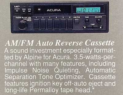 1990-1991 Acura Integra LS RS AM/FM Radio Cassette DA Rare OEM JDM DA1 DA6 • $155