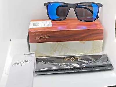 NEW Maui Jim One Way B875-03 Polarized Sunglasses Navy / Black Stripe Blue Lens • $199