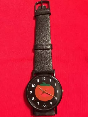 Vintage 32mm Halloween Pumpkin Jack-o-lantern Watch WristWatch Black Leather New • $2.99