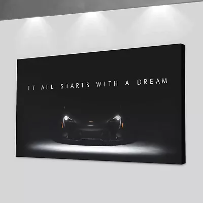 McLaren Dream Big Canvas Print Motivational Supercar Wall Art Entrepreneur Quote • $59.95