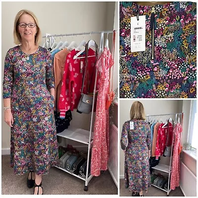 £34.95 • Buy New Joules Womans Dress  Elodie  Navy Ditsy Stretch Jersey Pocket Midi 10 - 26