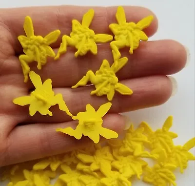 34 X Craft Buttons YELLOW FLOWER FAIRIES Magic Fairy Folk Faerie Fantasy Sewing • £5.99