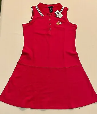 2pcs:GAP Girl Polo Knit DRESS-Child XL(12) & Long Socks-Dark Red Pink-Cotton-NEW • £22.92
