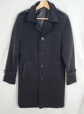 Benibos Black Wool Blend Mens Full Length Pea Coat Size Medium • $49.99