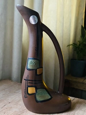 £22 • Buy Unusual Mid Century Jug Vase Abstract Design 1950s 60s Makers Label