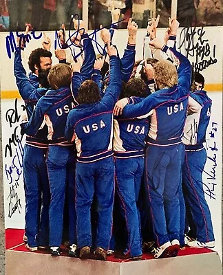 1980 Usa Olympic Hockey Gold Medal 8 Signed Podium 8x10 Eruzione Craig Broten • $155