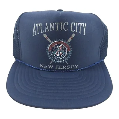 Atlantic City New Jersey Regatta Nautical Yacht Club Mesh Trucker Blue Hat Cap • $13.99