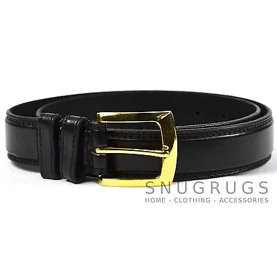 Mens Black Leather Belt 1.25'' Milano Smart Casual Trouser Belt  • £6.49