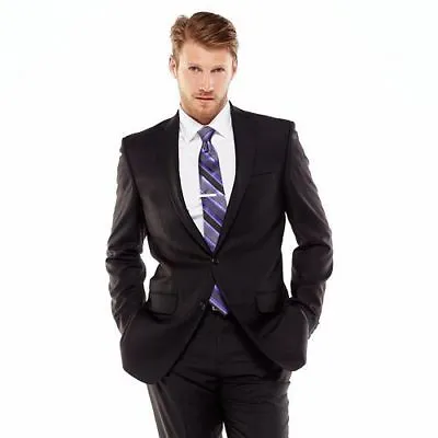 Men's Marc Anthony Slim-Fit Shadow-Checked Wool Black Suit Jacket 80% OFF!  () • $47.65