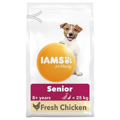 Iams For Vitality Small/Medium Breed Senior Dog Food (Fresh Chicken) All Sizes • £17.95