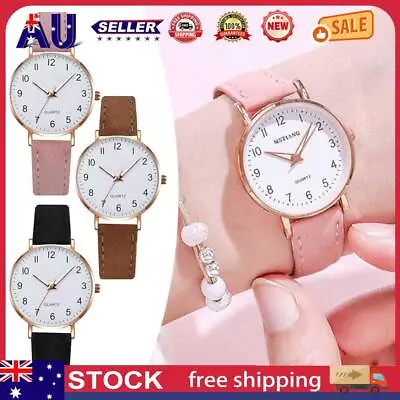 Women Analog Quartz Wrist Watch Leather Strap For Casual Daily Office AU • $7.79