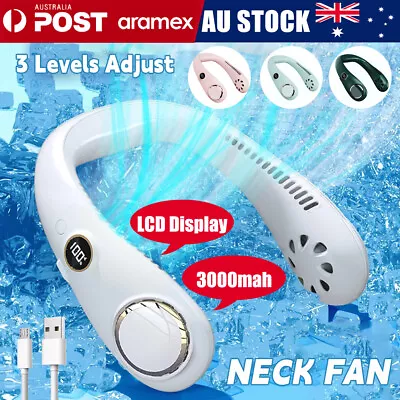 $20.70 • Buy USB Rechargeable Portable Leafless Neck Fan Cooler Dual Effect Cooling Neckband