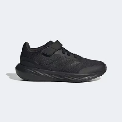 Adidas Kids Running Trainers Run Falcon 3.0 Childrens Sports Elastic Strap Black • £30.99