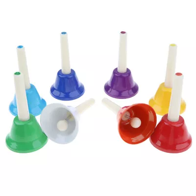 Pack Of 8 Multi-Color Hand Bells 8 Tones Orff Percussion Instrument For Kids • £20.39