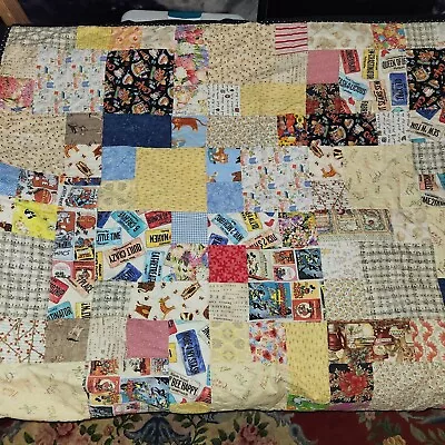 Handmade Quilt Patchwork Throw Mickey Mouse Cats 54  X 44  • $60