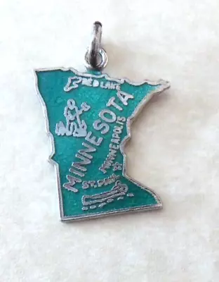 VTG Sterling Silver Enamel MINNESOTA STATE MAP Travel Charm • $7.95