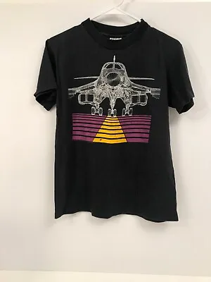 B-1B Strategic Bomber Black T Shirt Medium Hanes Vintage 80s Single Stitch Mens • $69.99