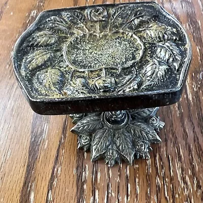 Vintage Pedistal Soap Dish Pedestal Raised Flower Nice Details Brass? • $25
