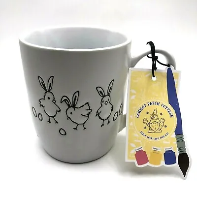 Coffee-mug Carrot Patch Cottage Paint Your Own White Mug Chicks W/bunny Ears Egg • £19.29