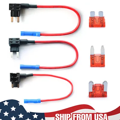 3Pack Car Add-a-Circuit Fuse Adapter W/ Standard & Mini TAP Blade Fuse Holder US • $9.69