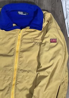 Vintage 90s Polo Sport Ralph Lauren Jacket Yellow Faded Men’s 2XL Sleeve Patch • $82.88