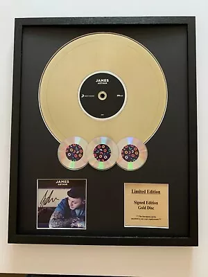 Signed/autographed James Arthur Cd Framed Gold Disc Presentation. Disk • £299.99