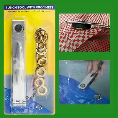 Punch Tool & 10mm Grommets Eyelet Tarpaulin Tent Tarp Groundsheet Awnings Repair • £5.99