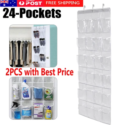 $26.59 • Buy 24 Pockets Storage Rack Hanger Tidy Closet Holder Over Door Hanging Bag Box Shoe