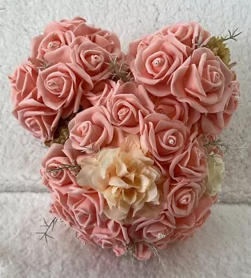 Peach Rose Floral Mickey Minnie Centerpiece Wedding Bouquet Birthday Baby Shower • $24.99