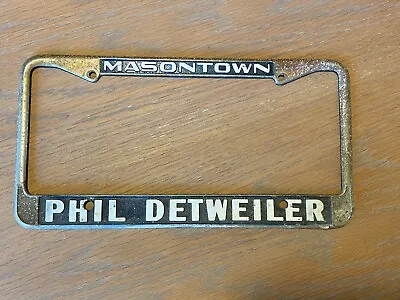 Vintage Phil Detweiler Pontiac Masontown PA License Plate Frame Embossed Tag • $64