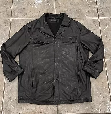 Mens XL Kenneth Cole New York  BUTTERSOFT LEATHER LAMBSKIN Jacket Coat Black Vtg • $29.99