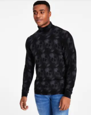 INC International Concepts Mens Turtleneck Regular-Fit Sweater Skull Black Large • $14.10