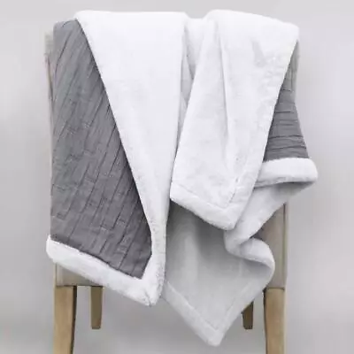 Allied Home Home Decor 50 Wx70 L Gray Cotton Matelasse Reversible Throw Blanket • $61.06