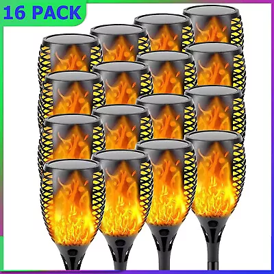 16 Pack Solar Power Torch Flame Lights Outdoor Landscape Lawn Garden Lamps Decor • $48.99